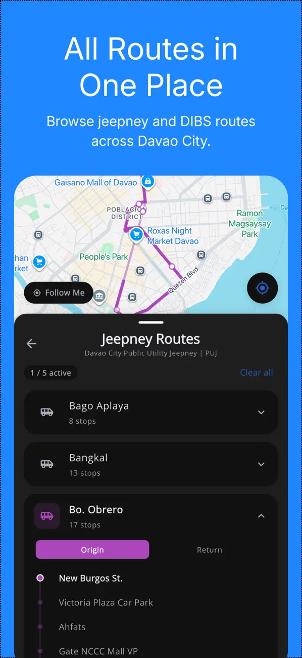 Davao Commuters: See the whole route.